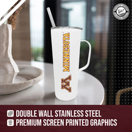 Minnesota Golden Gophers NCAA Stainless Steal 20oz Roadie With Handle & Dual Option Lid With Straw - White