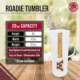 Minnesota Golden Gophers NCAA Stainless Steal 20oz Roadie With Handle & Dual Option Lid With Straw - White