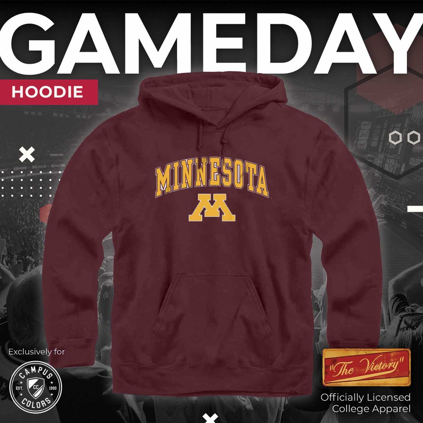 Minnesota Golden Gophers Adult Arch & Logo Soft Style Gameday Hooded Sweatshirt - Maroon