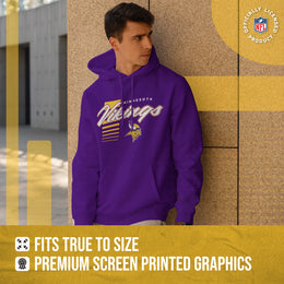 Minnesota Vikings NFL Adult Unisex Retro Script Ultra Soft Fleece Hooded Sweatshirt - Purple