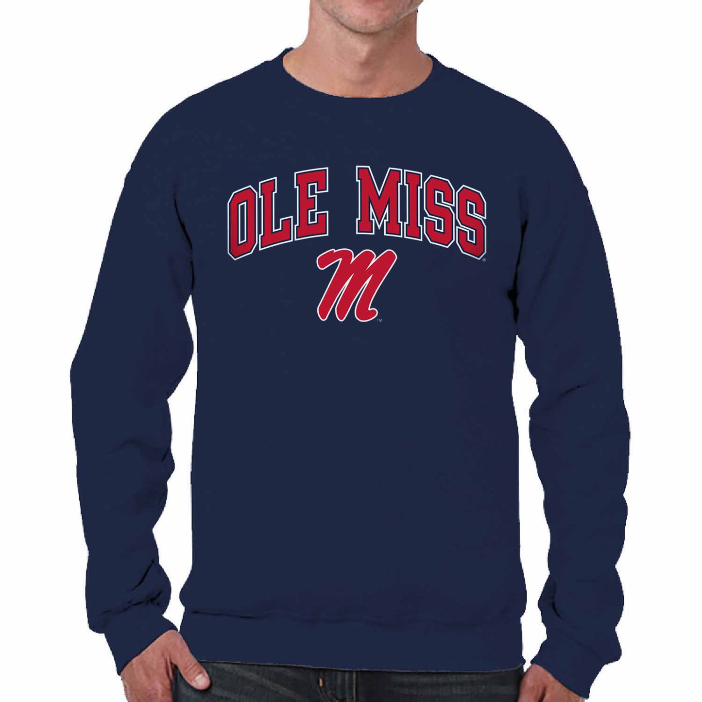 Ole Miss Rebels Adult Arch & Logo Soft Style Gameday Crewneck Sweatshirt - Navy