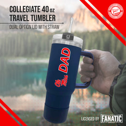 Ole Miss Rebels Collegiate 40oz Stainless Steel Travel Tumbler with Handle for Dad - Navy
