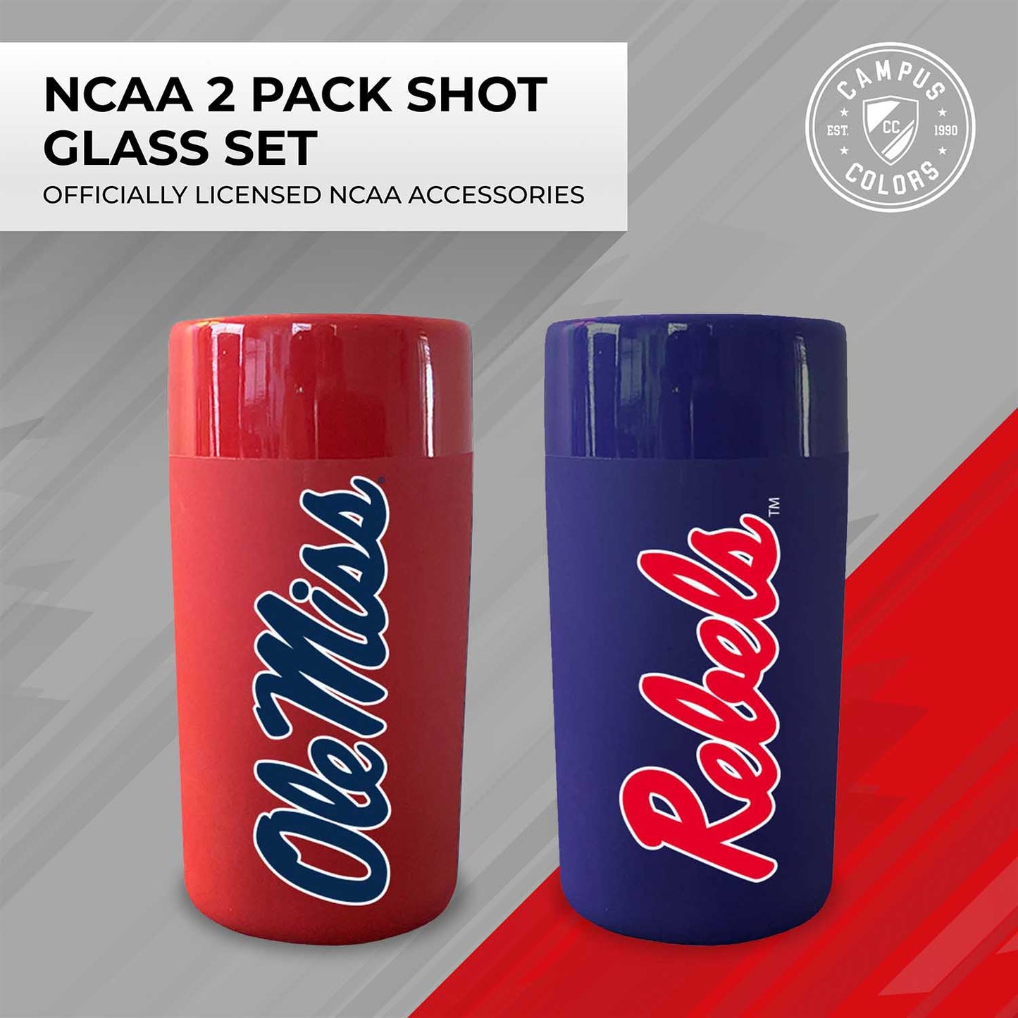Ole Miss Rebels College and University 2-Pack Shot Glasses - Team Color
