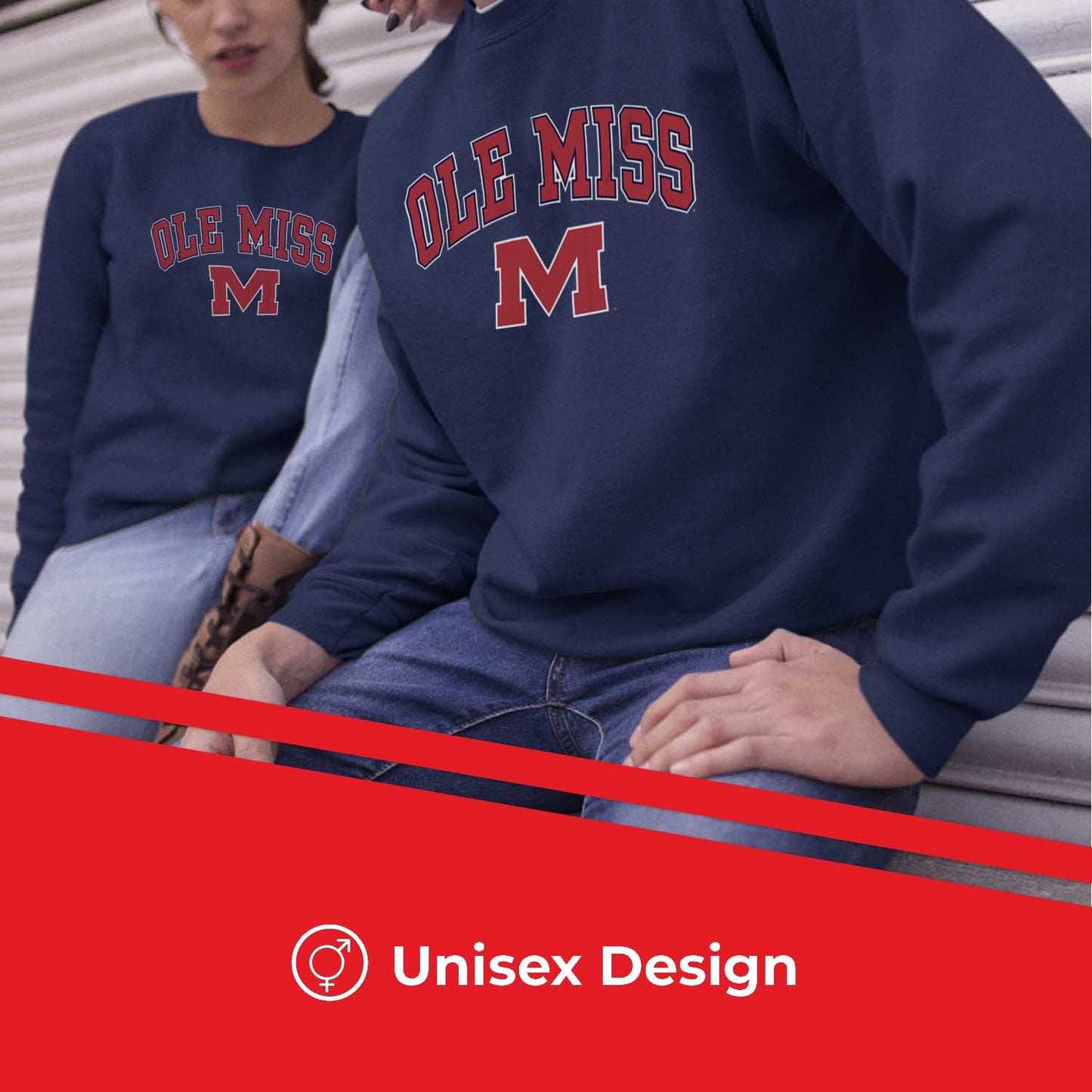 Ole Miss Rebels Adult Arch & Logo Soft Style Gameday Crewneck Sweatshirt - Navy
