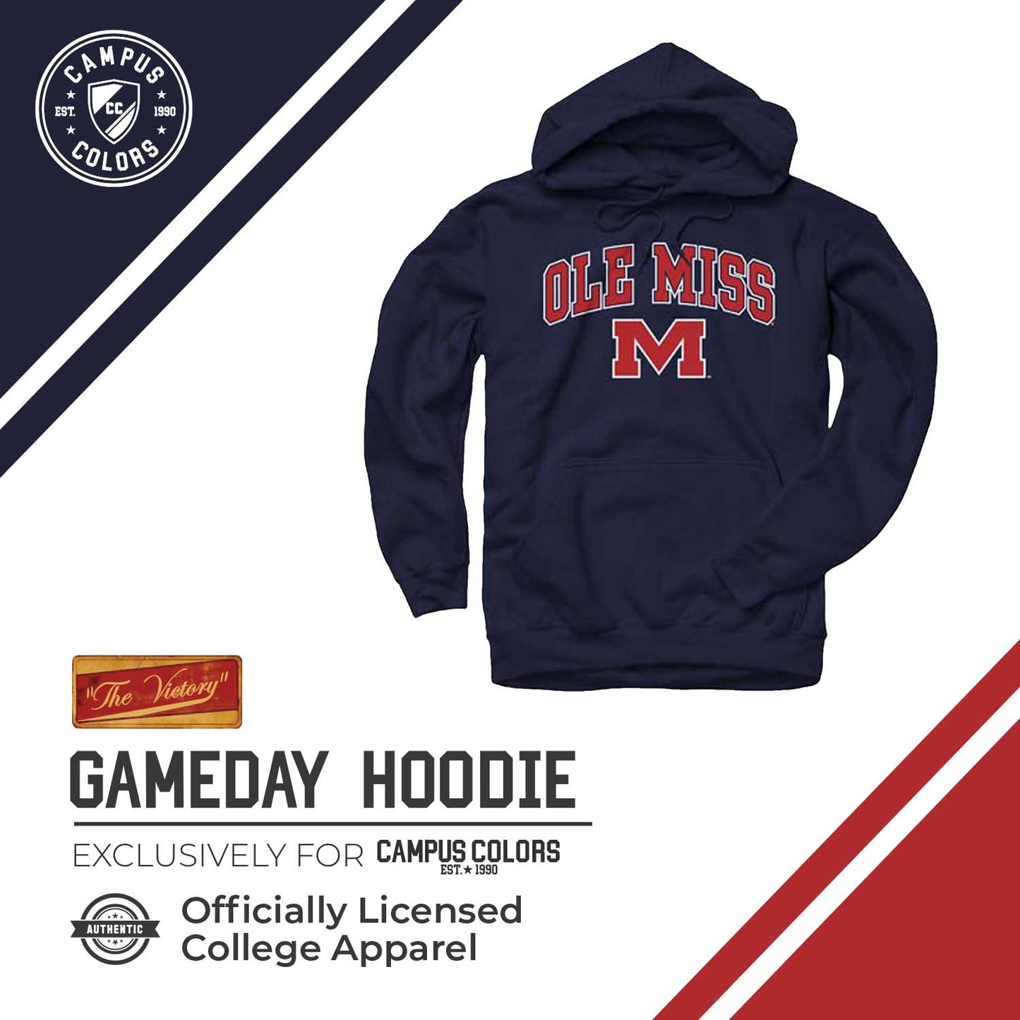 Ole Miss Rebels Adult Arch & Logo Soft Style Gameday Hooded Sweatshirt - Navy