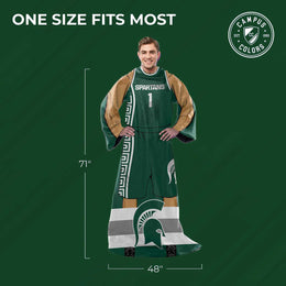 Michigan State Spartans NCAA Team Wearable Blanket with Sleeves - Green