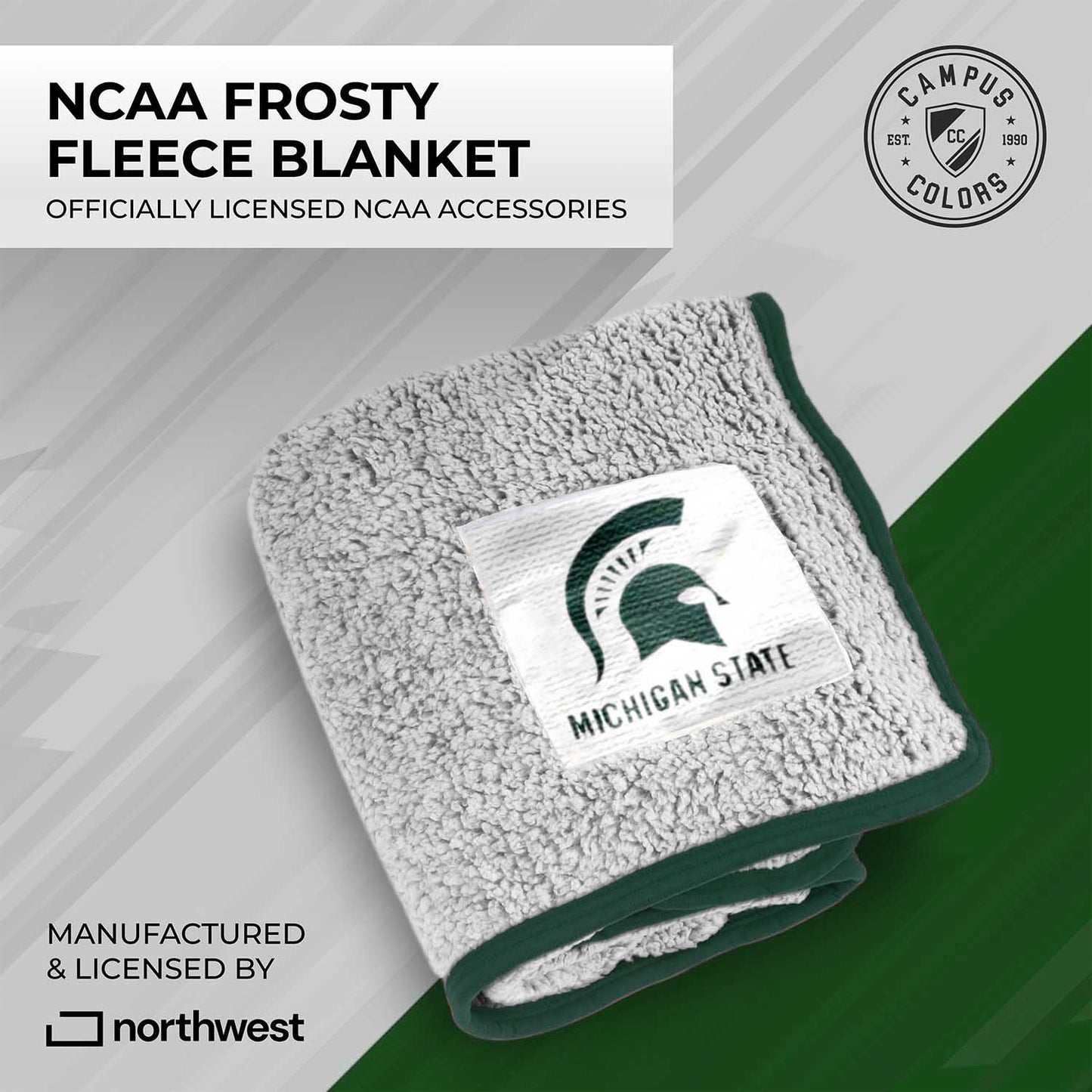 Michigan State Spartans NCAA Silk Sherpa College Throw Blanket - Green