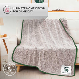 Michigan State Spartans NCAA Silk Sherpa College Throw Blanket - Green