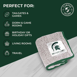 Michigan State Spartans NCAA Silk Sherpa College Throw Blanket - Green