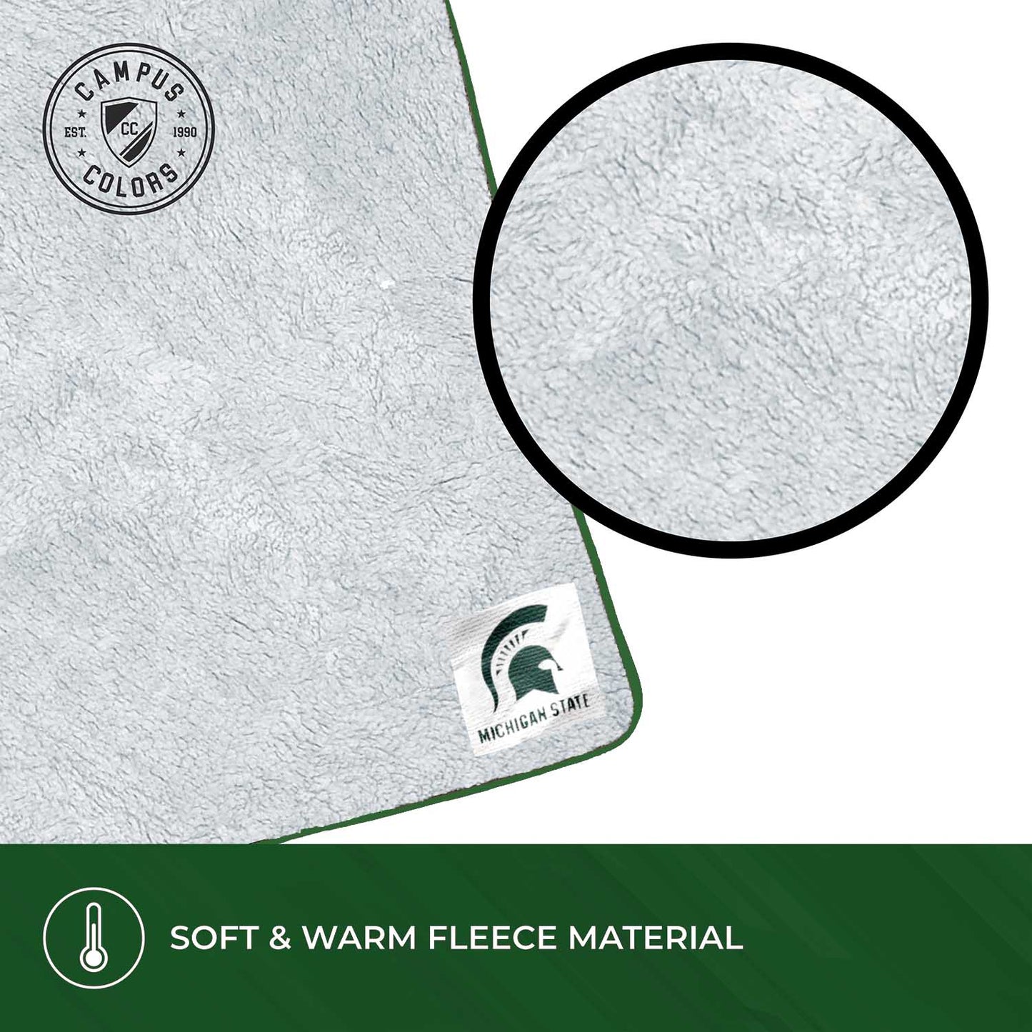 Michigan State Spartans NCAA Silk Sherpa College Throw Blanket - Green