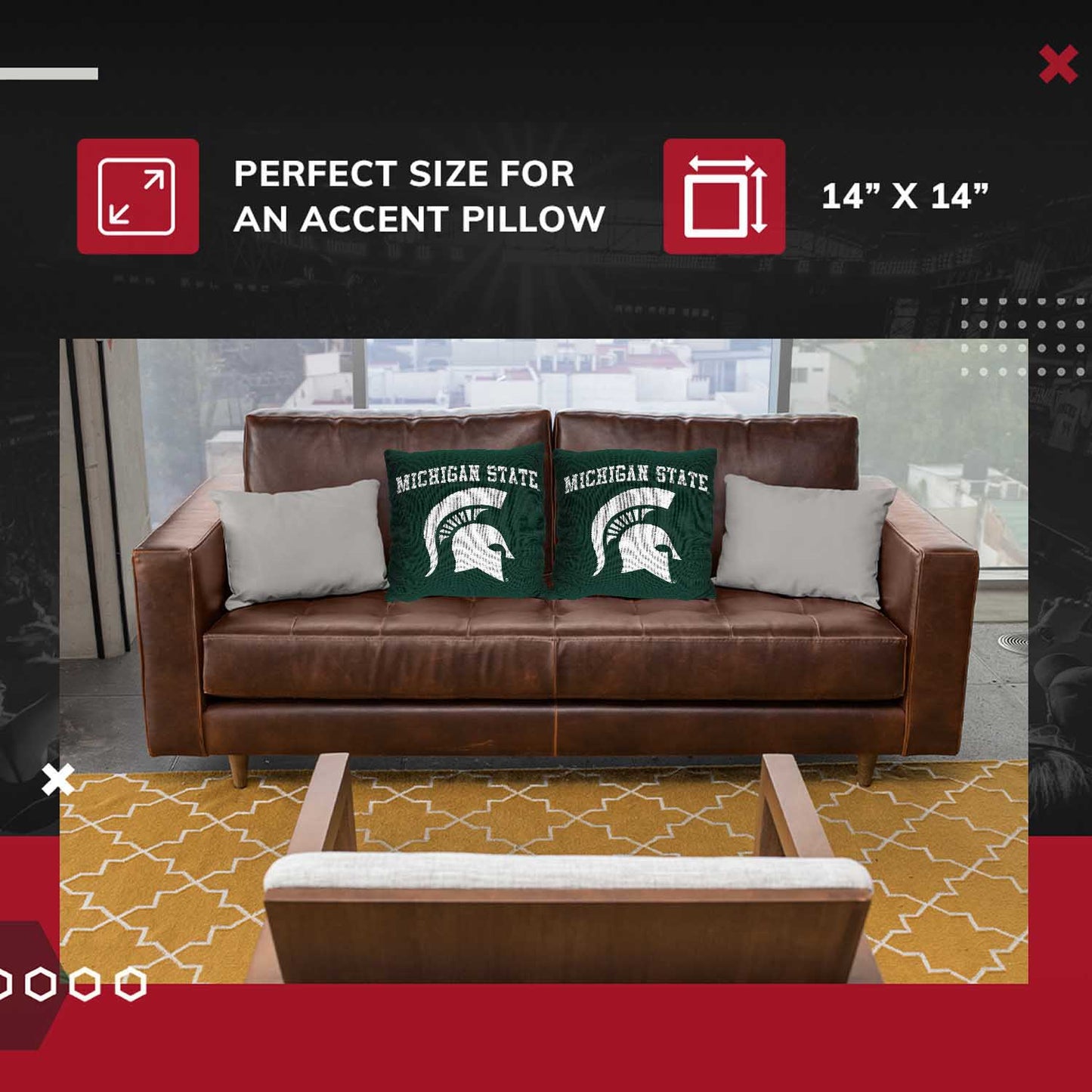 Michigan State Spartans NCAA Decorative Pillow - Green