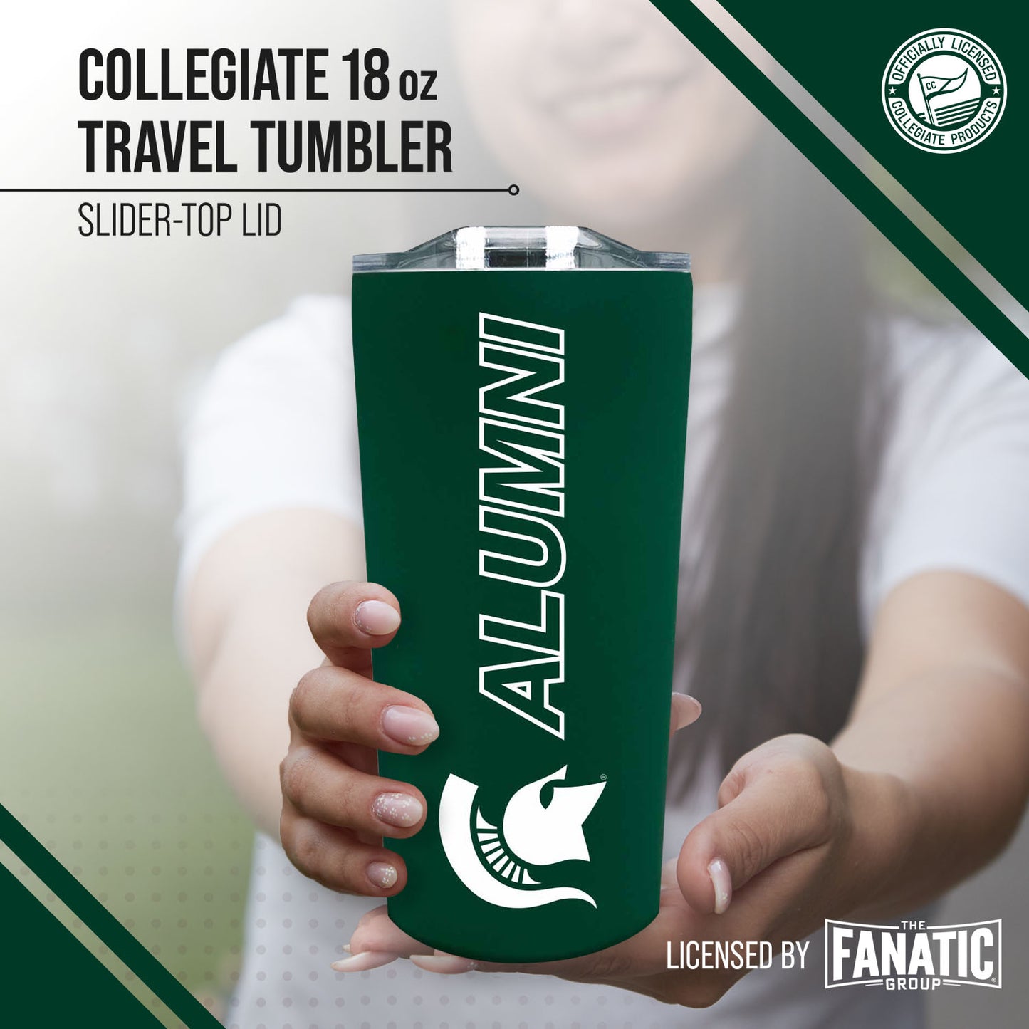 Michigan State Spartans NCAA Stainless Steel Travel Tumbler for Alumni - Green