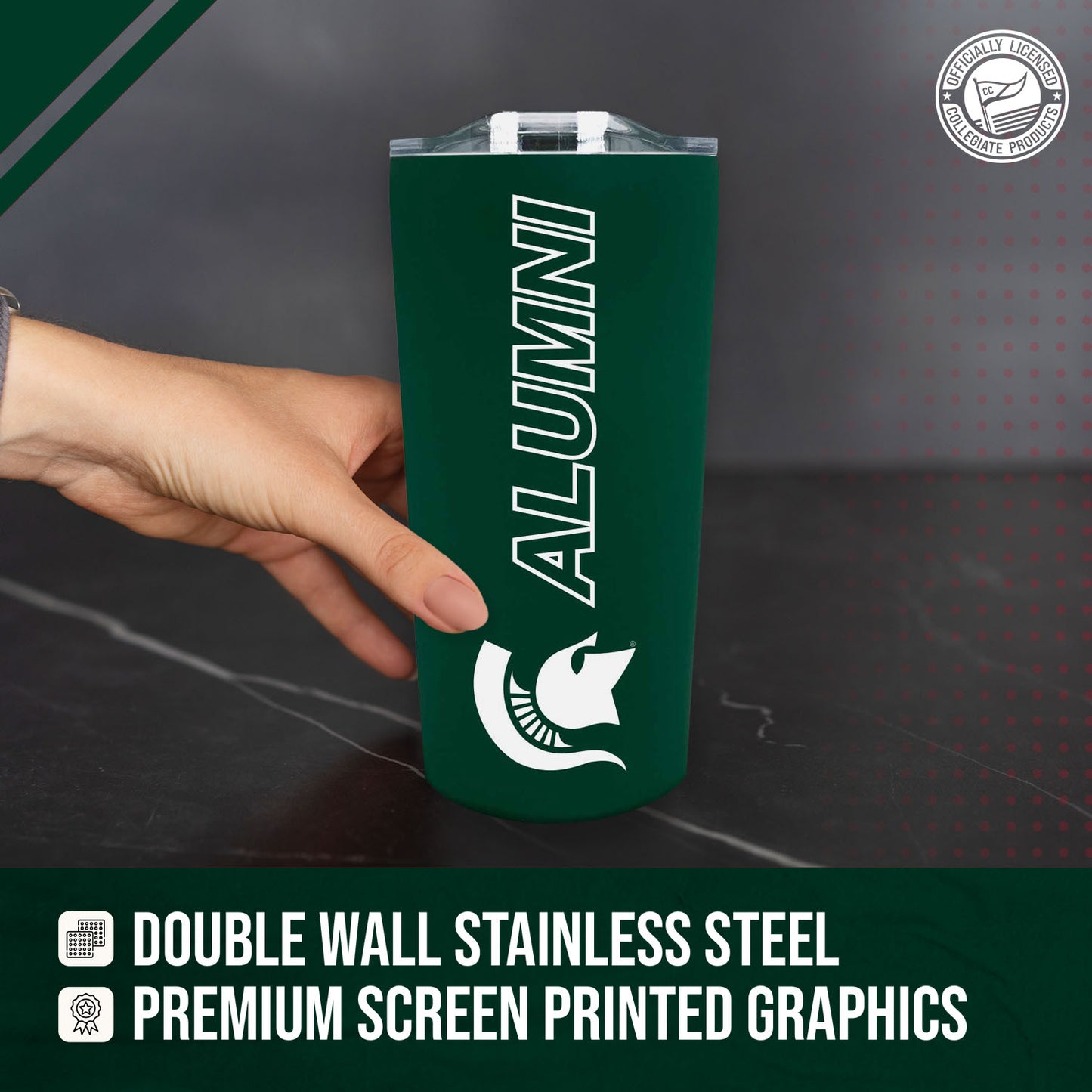 Michigan State Spartans NCAA Stainless Steel Travel Tumbler for Alumni - Green