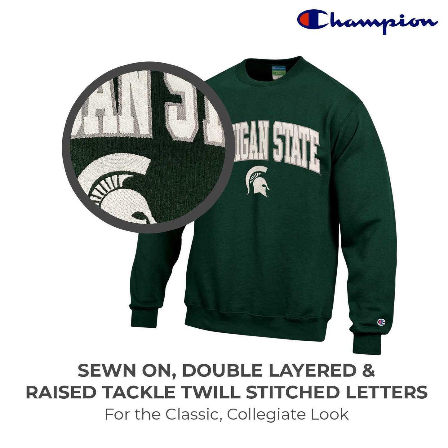 Michigan State Spartans Adult Tackle Twill Crewneck - Green