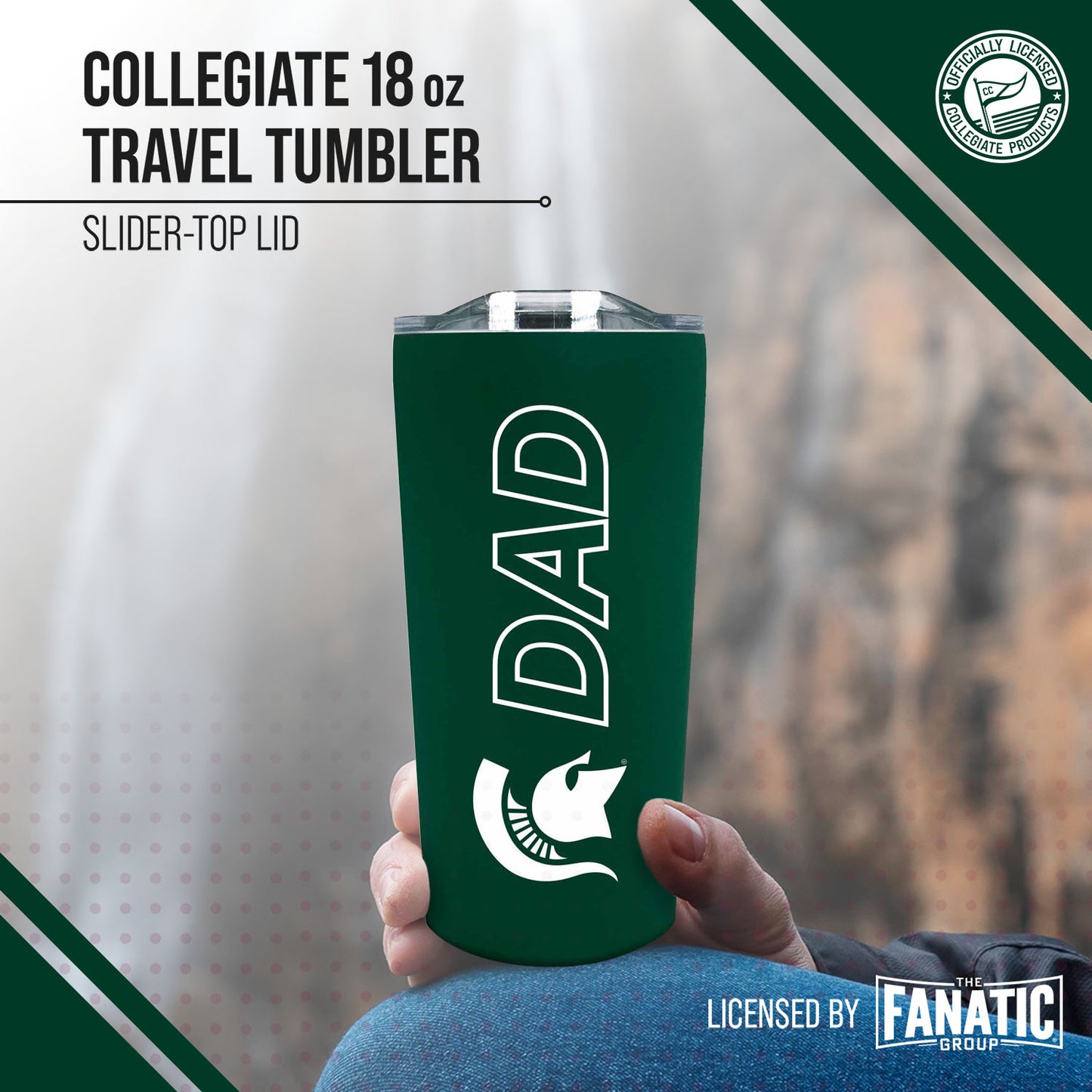 Michigan State Spartans NCAA Stainless Steel Travel Tumbler for Dad - Green
