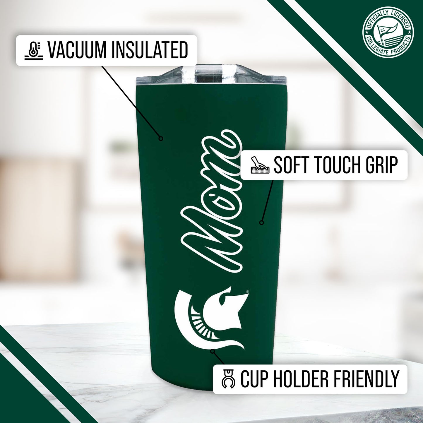 Michigan State Spartans NCAA Stainless Steel Travel Tumbler for Mom - Green