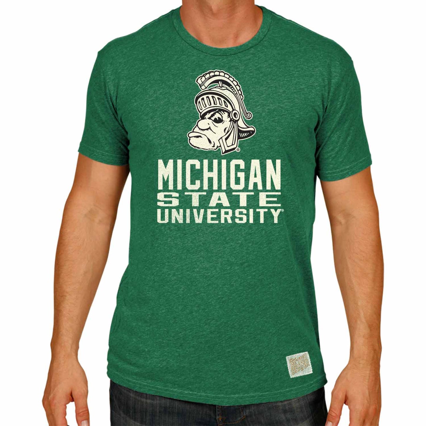 Michigan State Spartans  Vault Logo and School Name Super Soft Tee - Green