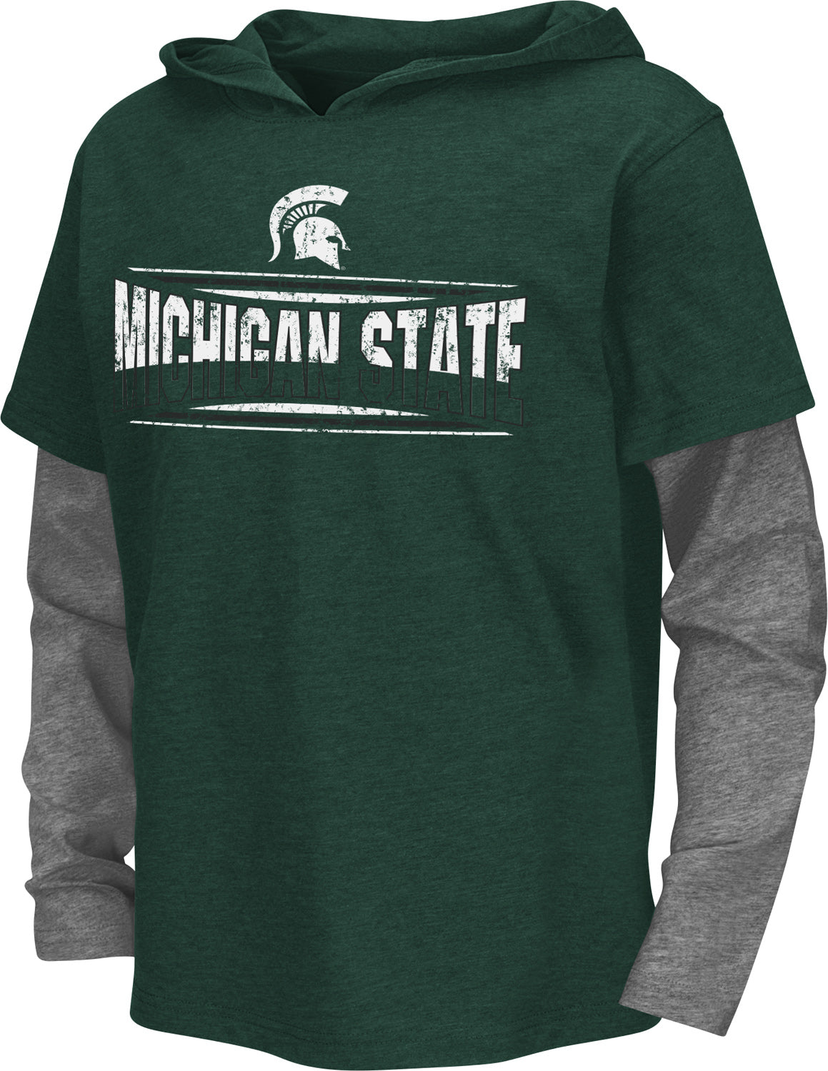 Michigan State Spartans  Patrol 2-Fer Long Sleeve Hooded T-Shirt  - Green