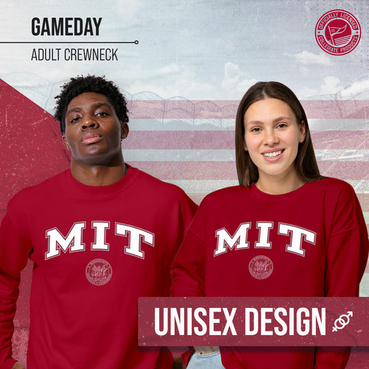 MIT Engineers Adult Arch & Logo Soft Style Gameday Crewneck Sweatshirt - Cardinal