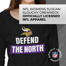 Minnesota Vikings NFL Womens Team Slogan Crew Neck - Black