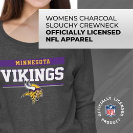 Minnesota Vikings NFL Womens Charcoal Crew Neck Football Apparel - Charcoal