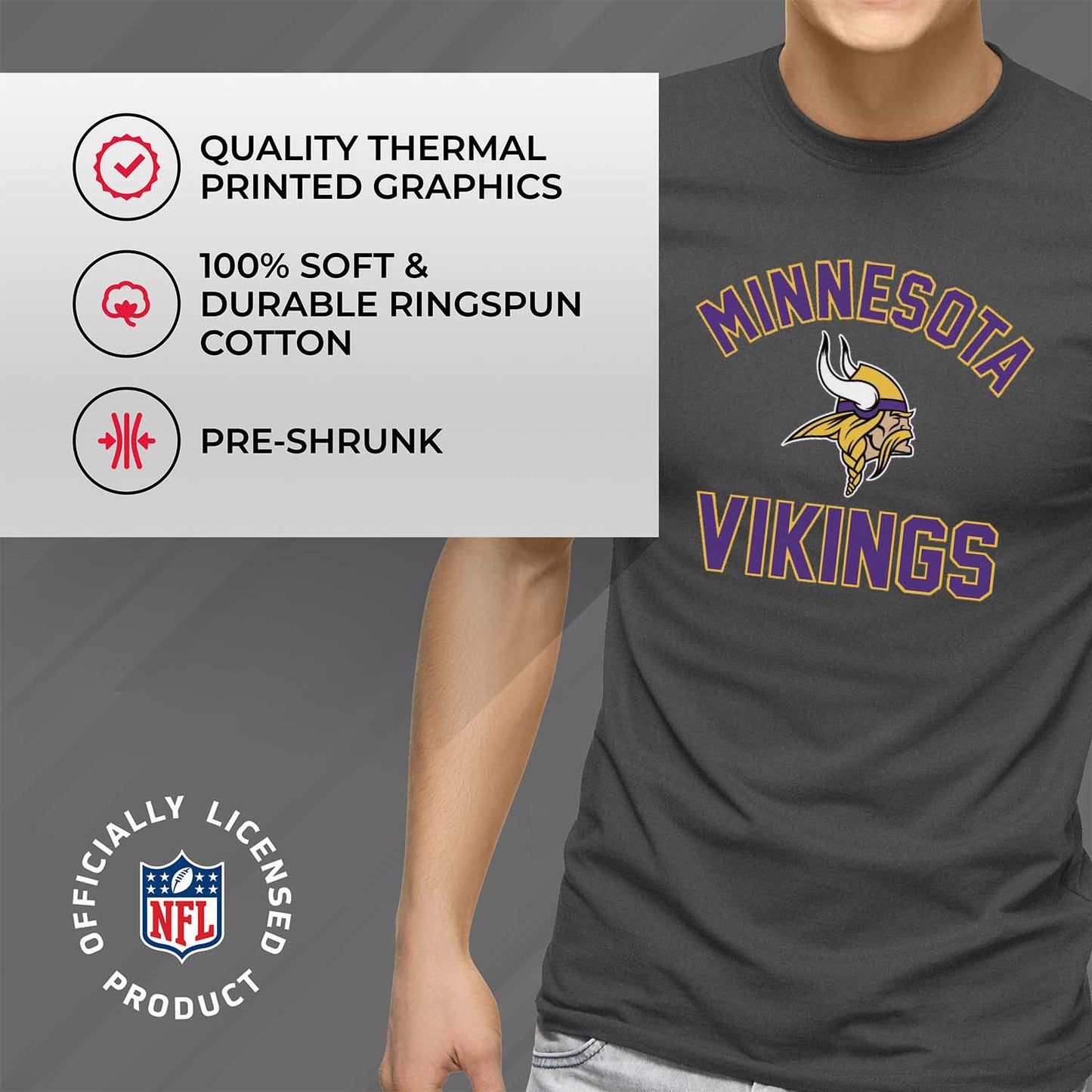Minnesota Vikings NFL Adult Gameday T-Shirt - Sport Gray