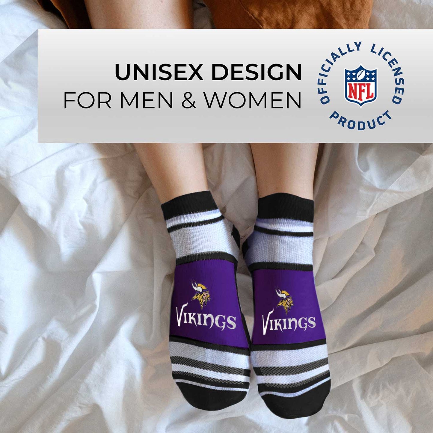 Minnesota Vikings NFL Adult Marquis Addition No Show Socks - Purple