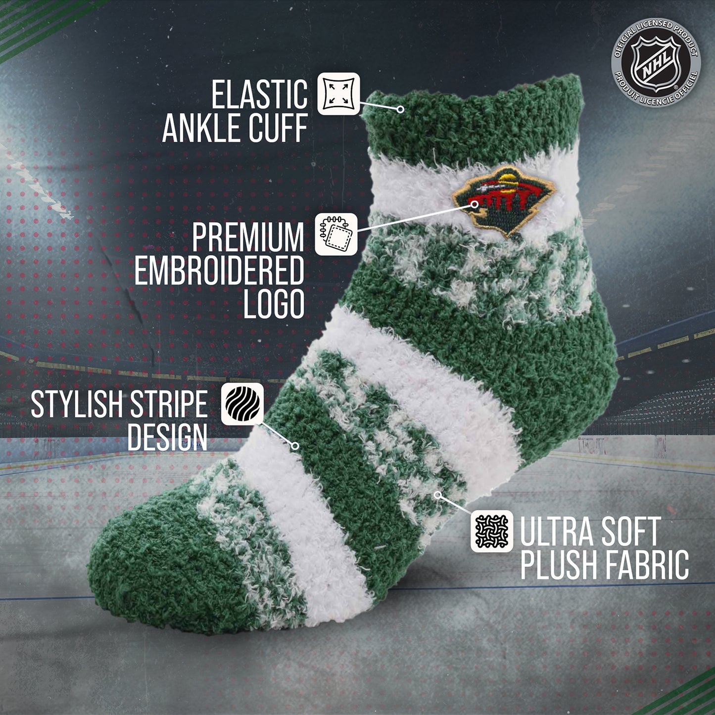 Minnesota Wild NHL Unisex Cozy Sleep Socks - Forest Green