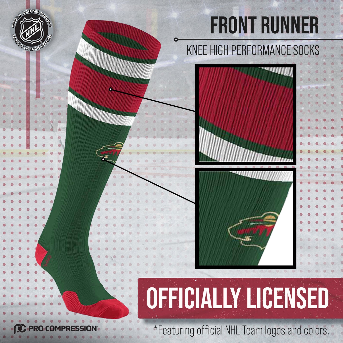 Minnesota Wild NHL Adult Knee High-Performance Socks - Forest Green