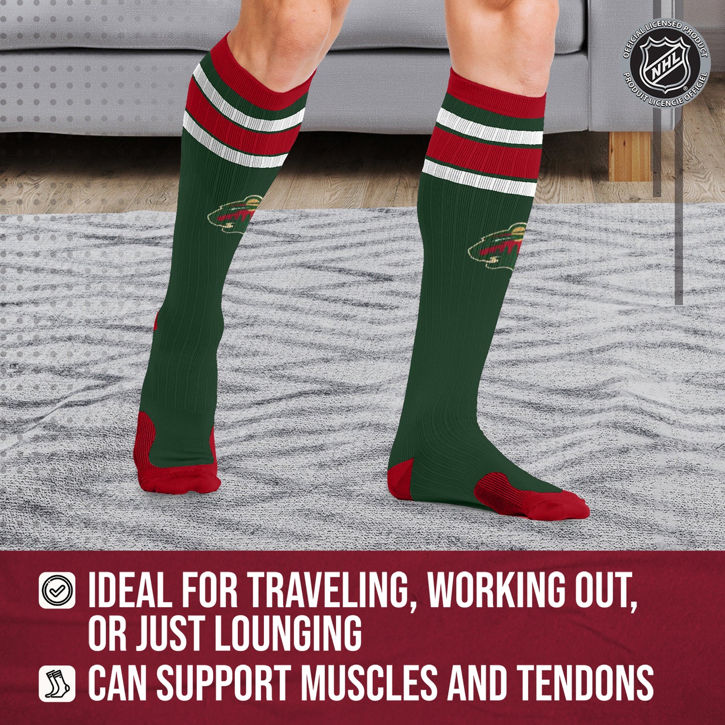 Minnesota Wild NHL Adult Knee High-Performance Socks - Forest Green