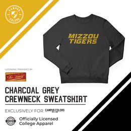 Missouri Tigers NCAA Adult Charcoal Crewneck Fleece Sweatshirt - Charcoal