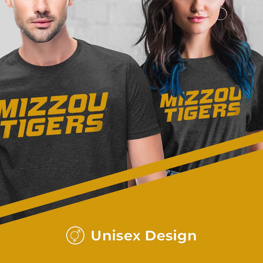 Missouri Tigers Campus Colors NCAA Adult Cotton Blend Charcoal Tagless T-Shirt - Charcoal