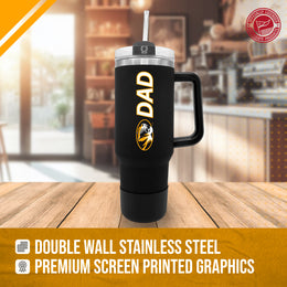 Missouri Tigers Collegiate 40oz Stainless Steel Travel Tumbler with Handle for Dad - Black