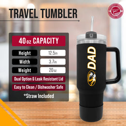 Missouri Tigers Collegiate 40oz Stainless Steel Travel Tumbler with Handle for Dad - Black