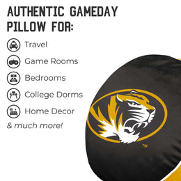 Missouri Tigers Team Logo 15 Inch Ultra Soft Stretch Plush Pillow - Black