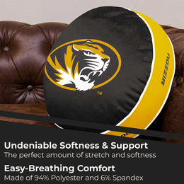 Missouri Tigers Team Logo 15 Inch Ultra Soft Stretch Plush Pillow - Black