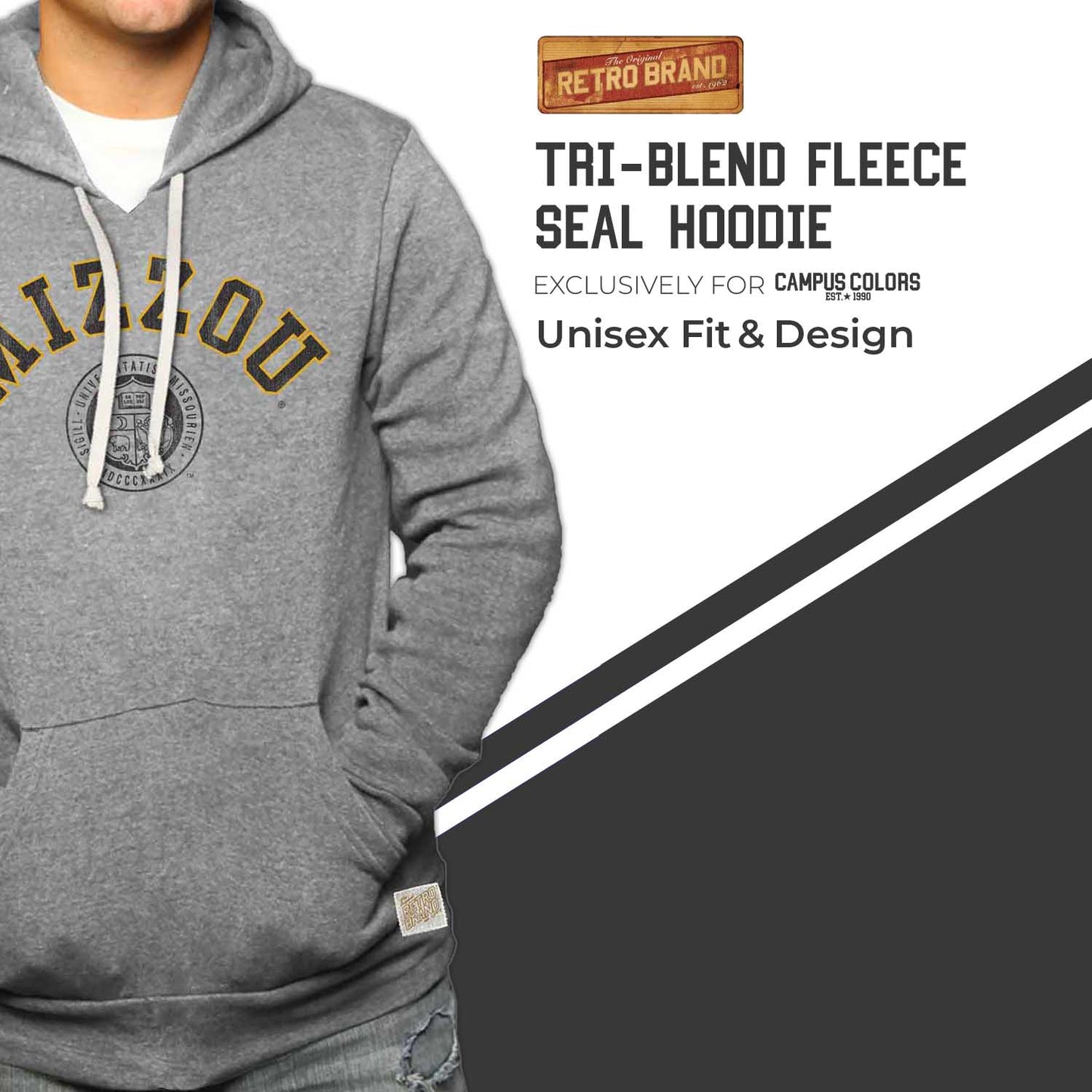 Missouri Tigers College Gray University Seal Hooded Sweatshirt - Gray
