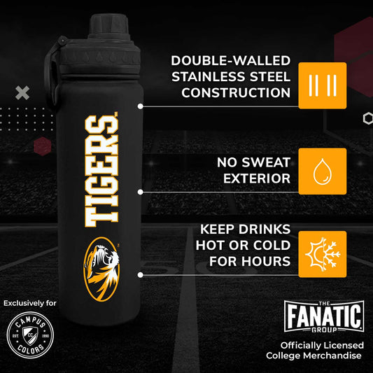 Missouri Tigers NCAA Stainless Steel Water Bottle - Black