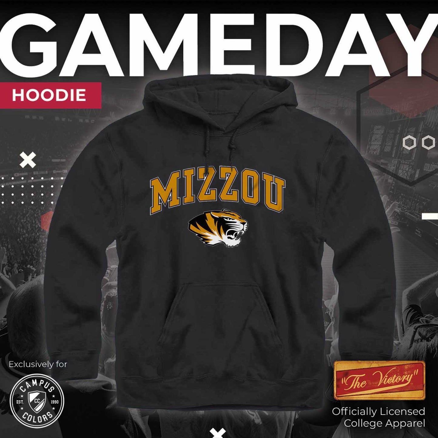 Missouri Tigers Adult Arch & Logo Soft Style Gameday Hooded Sweatshirt - Black