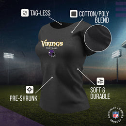 Minnesota Vikings Women's NFL Football Helmet Short Sleeve Tagless T-Shirt - Charcoal