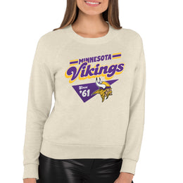Minnesota Vikings NFL Womens Groovy Retro Slouchy Crewneck - Off White