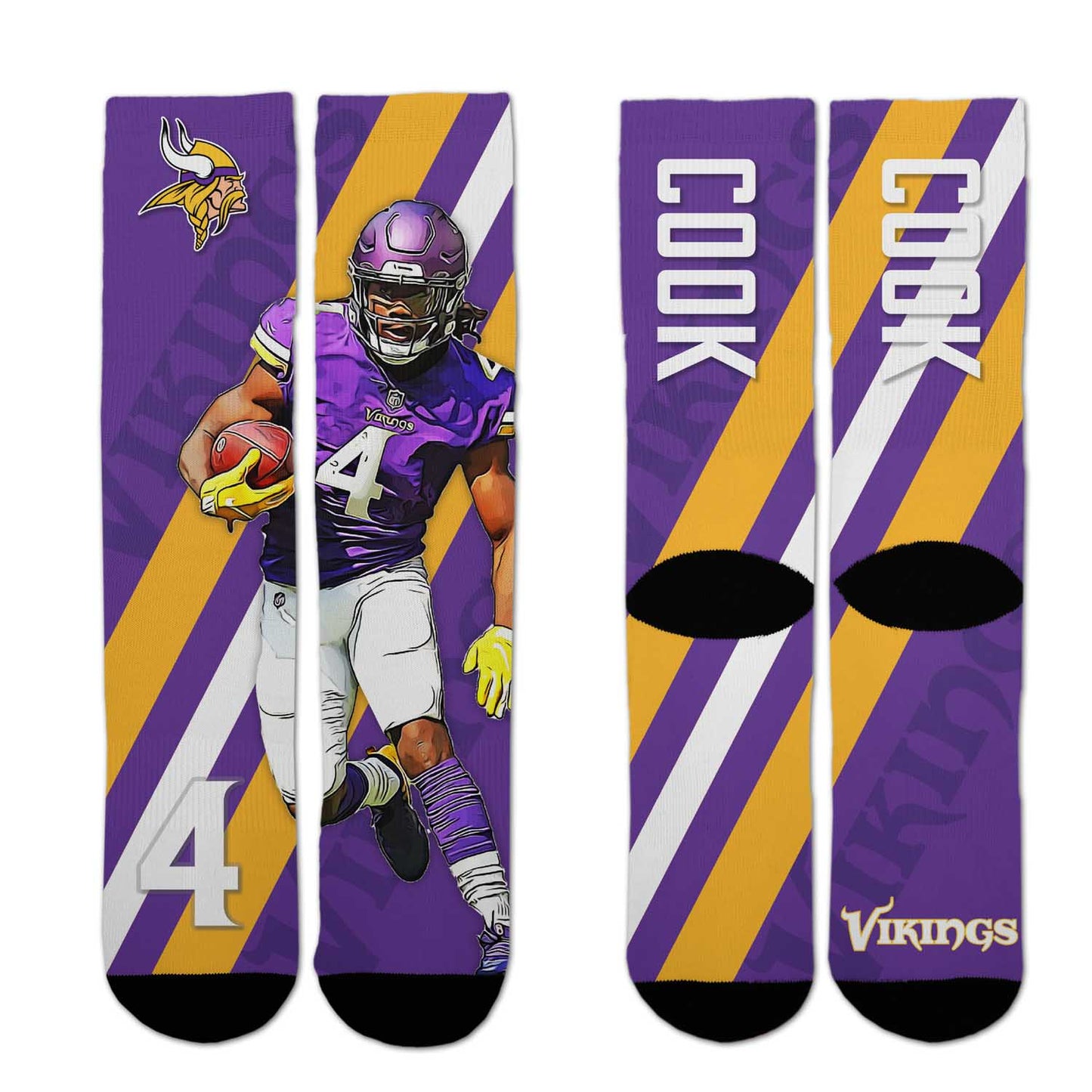 Minnesota Vikings NFL Youth Player Stripe Sock - Purple