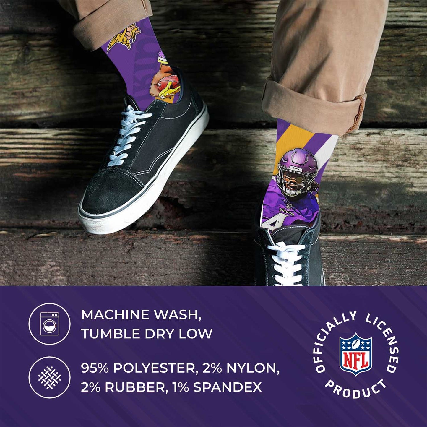 Minnesota Vikings NFL Youth Player Stripe Sock - Purple