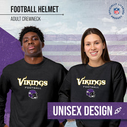 Minnesota Vikings Adult NFL Football Helmet Heather Crewneck Sweatshirt - Charcoal