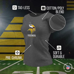 Minnesota Vikings Women's NFL Ultimate Fan Logo Short Sleeve T-Shirt - Charcoal