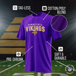 Minnesota Vikings NFL Youth Starting Fresh Tee- Pro Football Tag-Less T-Shirt For Boys & Girls - Purple