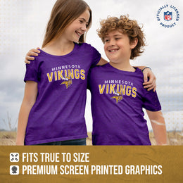 Minnesota Vikings NFL Youth Starting Fresh Tee- Pro Football Tag-Less T-Shirt For Boys & Girls - Purple