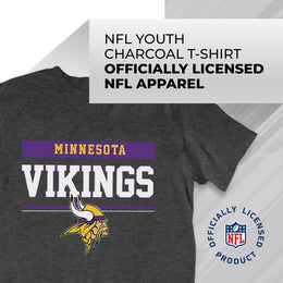Minnesota Vikings NFL Youth Short Sleeve Charcoal T Shirt - Charcoal