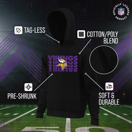 Minnesota Vikings NFL Youth Repeating Logo Football Fleece Hooded Sweatshirt - Black