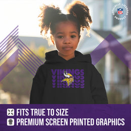 Minnesota Vikings NFL Youth Repeating Logo Football Fleece Hooded Sweatshirt - Black
